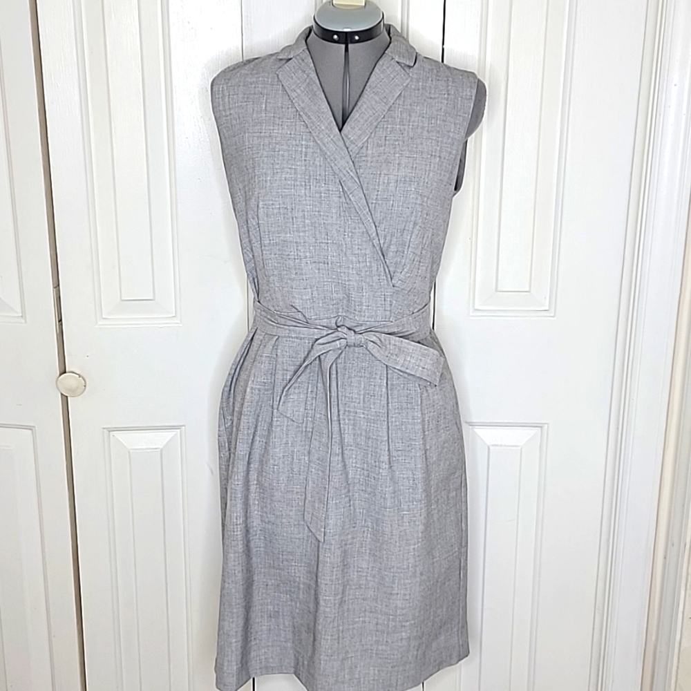 Ann Taylor Belt Wrap Dress Size 10 Light Gray - Picture 1 of 7